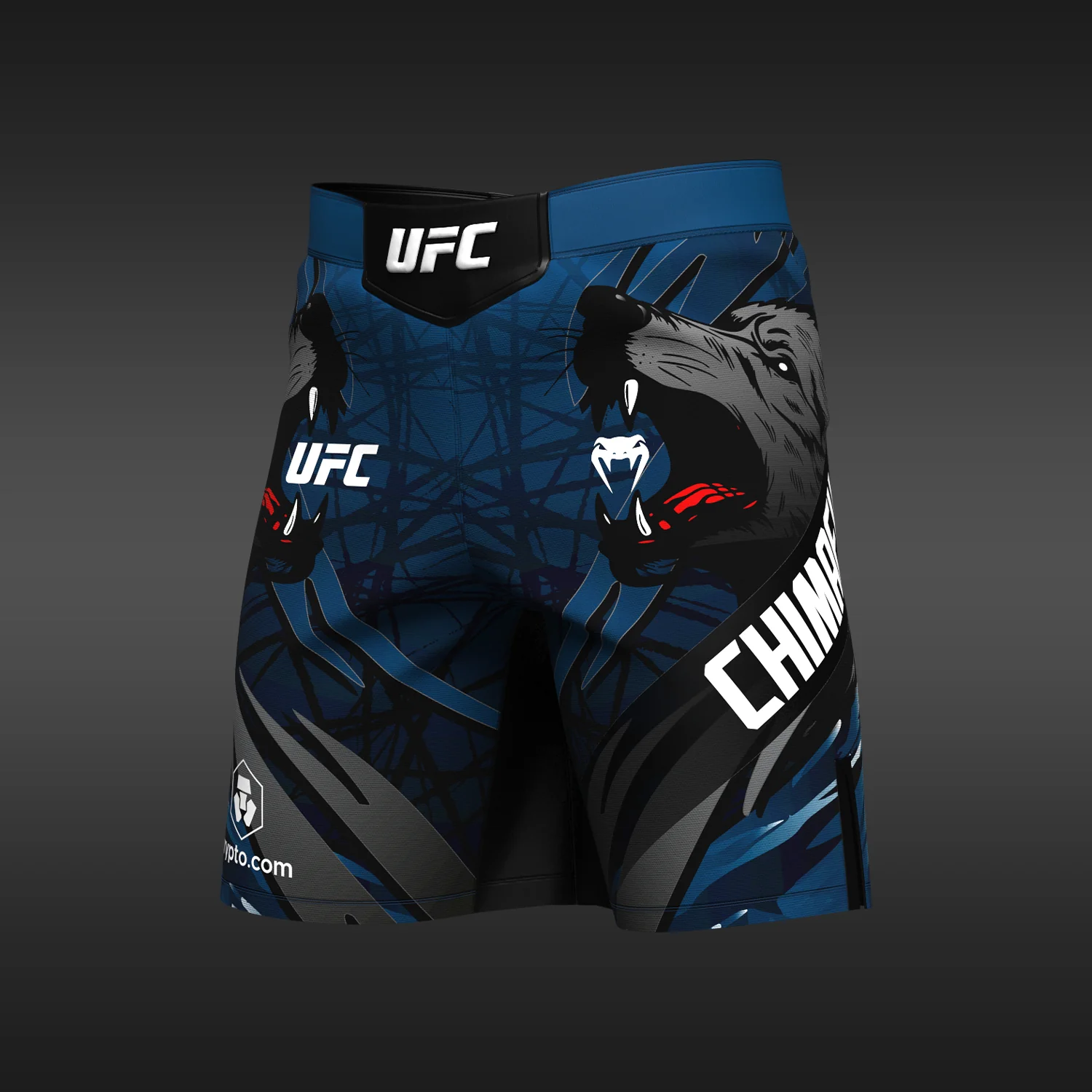 Men’s Unrivaled by Venum Blue Khamzat Chimaev Long Fit Fight Short - Image 3