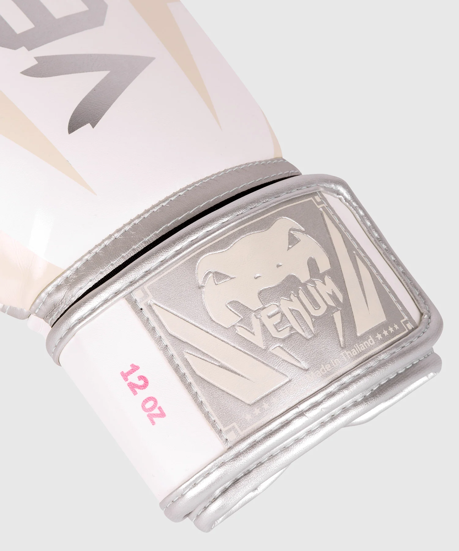 Venum Elite Boxing Gloves - White/Silver-Pink - Image 3