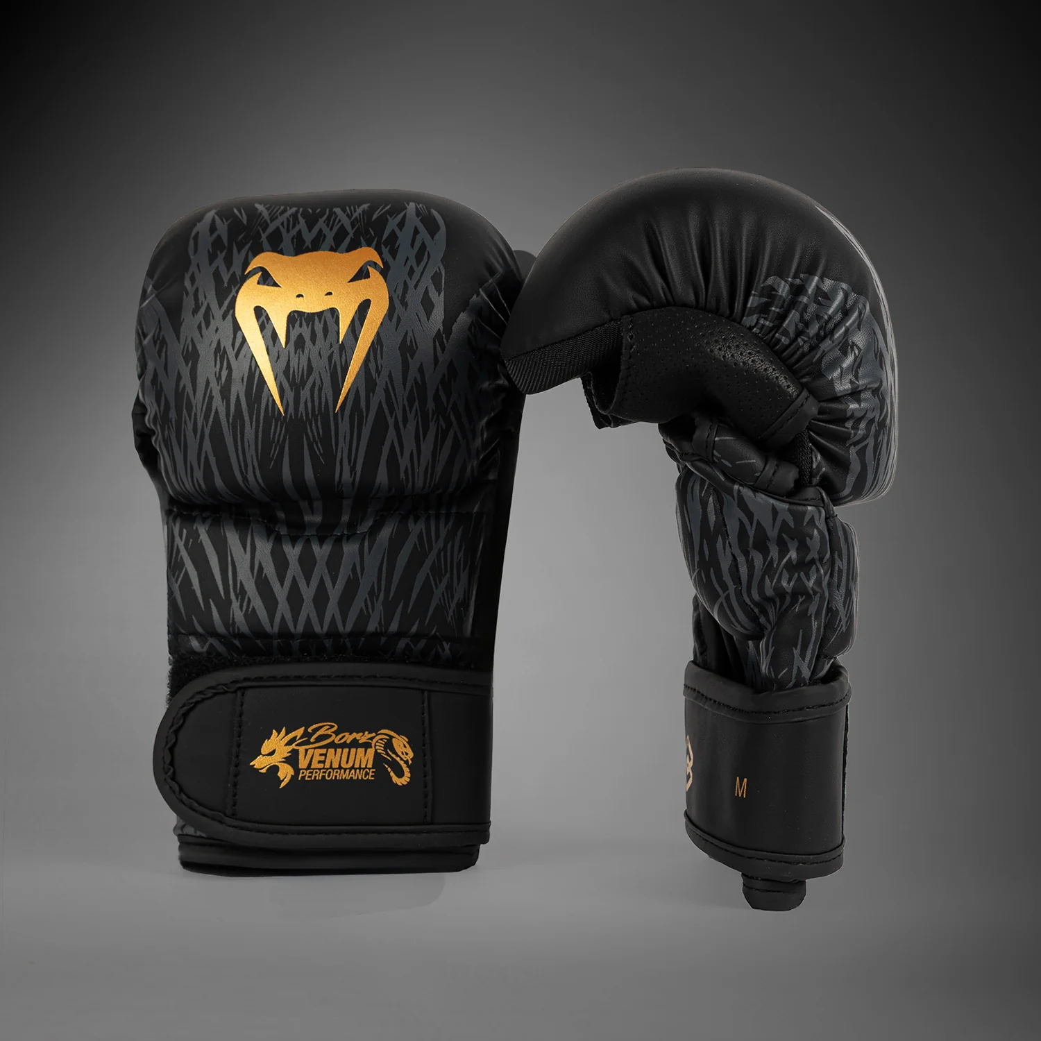 Venum x Chimaev Sparring Gloves - Black/Gold - Image 3
